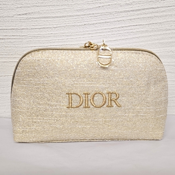 Christian Dior Beauty and Care Zippered Travel Pouch in Cream and Gold NWT - Picture 9 of 11